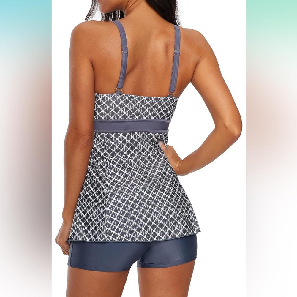 🚘Sandi tankini swimsuit tummy control top with boy-shorts Flowy swim wear - Picture 3 of 10